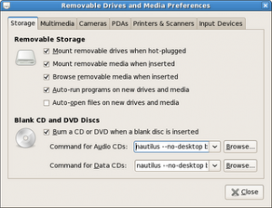 Removable drives and media preferences in earlier Ubuntu versions